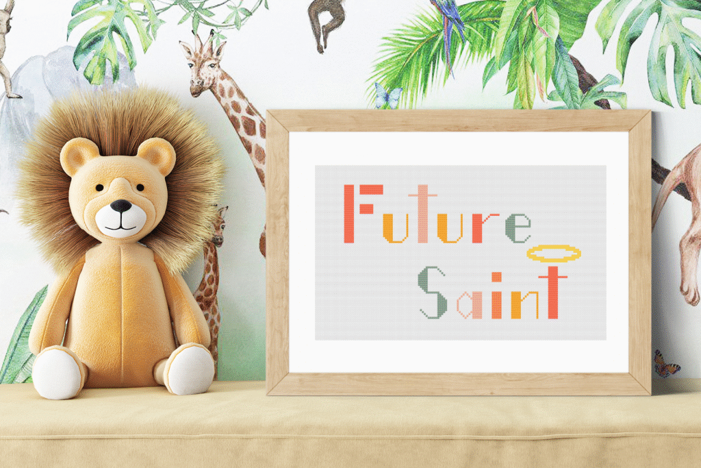 FutureSaint framed cross stitch