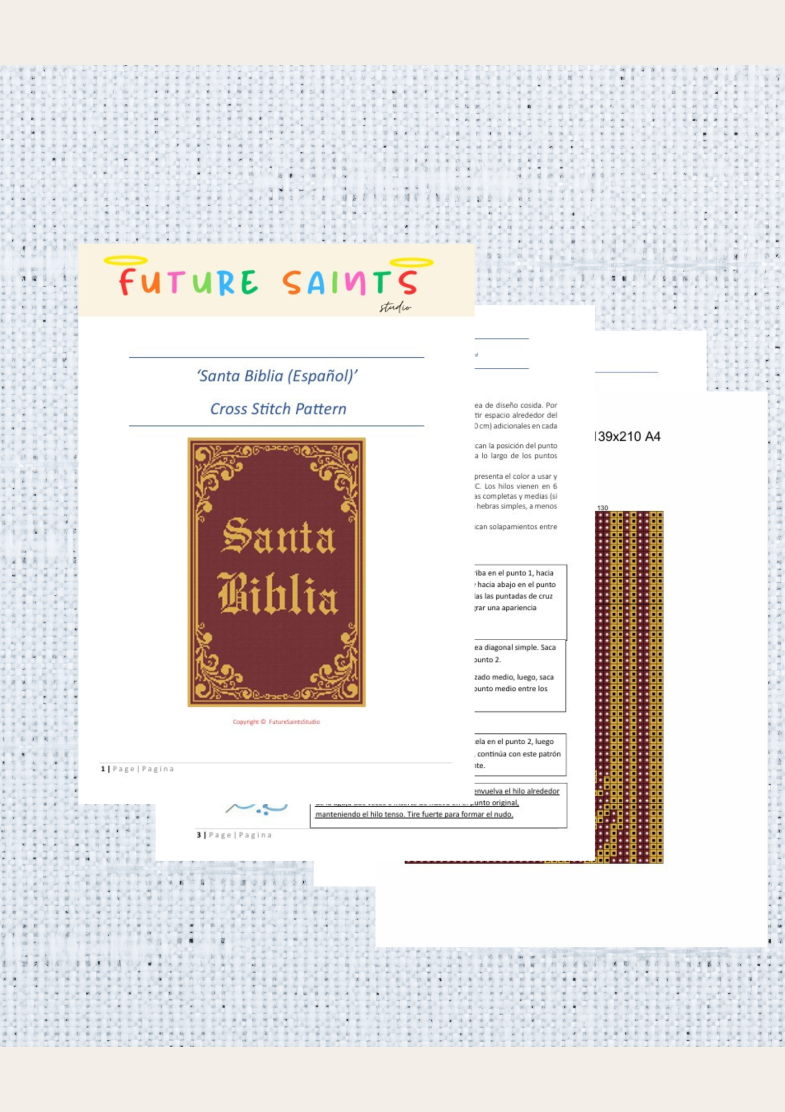 La Santa Biblia Patrón de punto de cruz (en Español) | Holy Bible Cross Stitch Pattern (in Spanish) - Digital Download La Santa Biblia Patrón de punto de cruz (en Español) | Holy Bible Cross Stitch Pattern (in Spanish) - Digital Download - Image 2