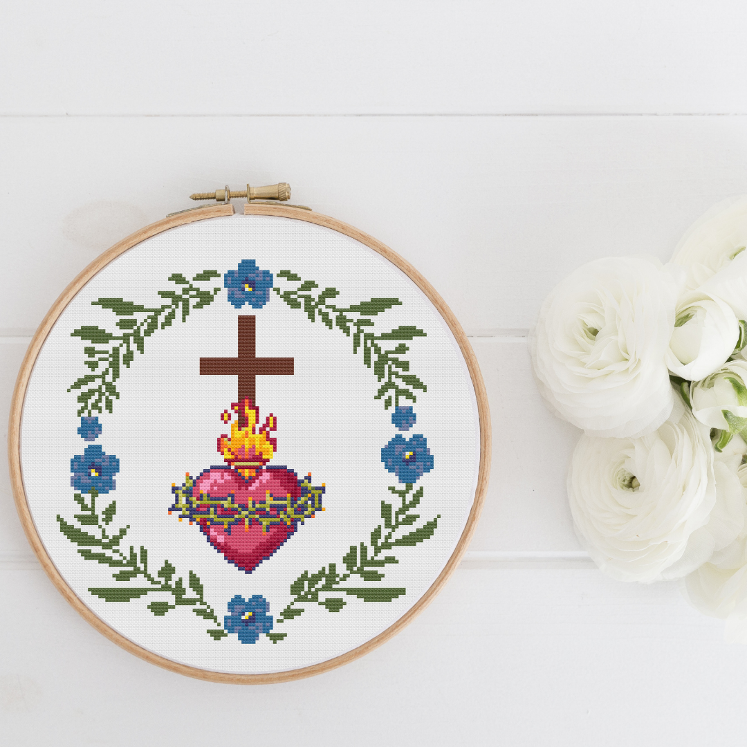 Sacred Heart of Jesus Cross Stitch Pattern | Catholic Cross Stitch PDF Pattern Sacred Heart of Jesus Cross Stitch Pattern | Catholic Cross Stitch PDF Pattern