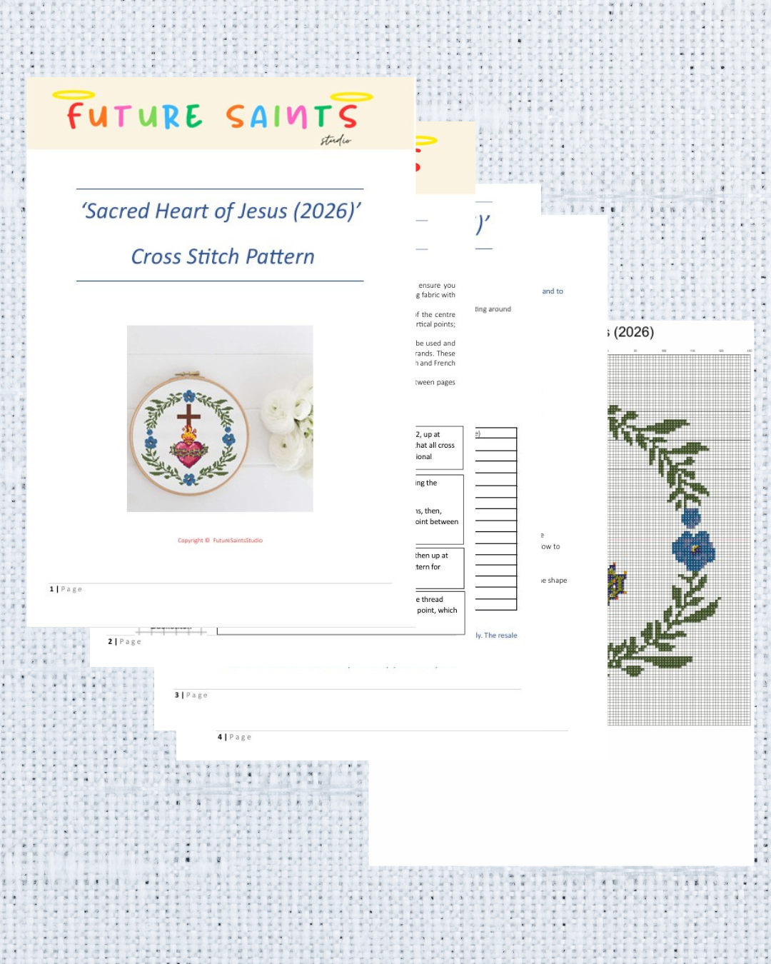 Sacred Heart of Jesus Cross Stitch Pattern | Catholic Cross Stitch PDF Pattern Sacred Heart of Jesus Cross Stitch Pattern | Catholic Cross Stitch PDF Pattern - Image 2